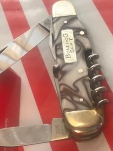 Vintage Bulldog Brand Scout Knife /Utility/Camp w Great Creme w/ Brown Swirl Handles -NOS & Mint Vintage Bulldog Brand Scout Knife /Utility/Camp w Great Creme w/ Brown Swirl Handles -NOS & Mint