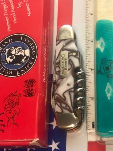 Vintage Bulldog Brand Scout Knife /Utility/Camp w Great Creme w/ Brown Swirl Handles -NOS & Mint Vintage Bulldog Brand Scout Knife /Utility/Camp w Great Creme w/ Brown Swirl Handles -NOS & Mint