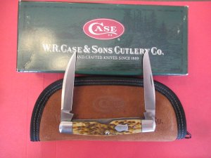 Case XX Tony Bose 2004 Peach Seed Jigged Antique Bone Modified Muskrat Pattern # TB622004 ATS-34