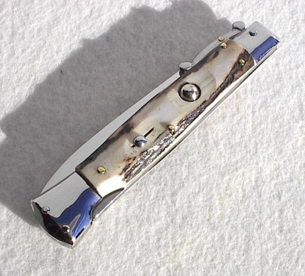 NEW OLD STOCK ITALIAN STILETTO 9" VINTAGE STAG SWING GUARD KNIFE