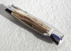 NEW OLD STOCK ITALIAN STILETTO 9" VINTAGE STAG SWING GUARD KNIFE