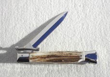 NEW OLD STOCK ITALIAN STILETTO 9" VINTAGE STAG SWING GUARD KNIFE