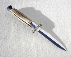 NEW OLD STOCK ITALIAN STILETTO 9" VINTAGE STAG SWING GUARD KNIFE