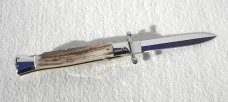 NEW OLD STOCK ITALIAN STILETTO 9" VINTAGE STAG SWING GUARD KNIFE