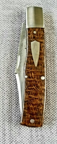 KROO Custom Gunstock Knife,N690, 3.78" slip & coa, Beanbag micarta scales ss accents KROO Custom Gunstock Knife,N690, 3.78" slip & coa, Beanbag micarta scales ss accents