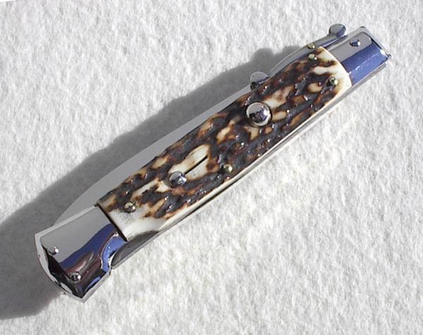 NEW OLD STOCK ITALIAN STILETTO 9" GENUINE STAG SWING GUARD LOCK BACK 