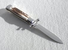 NEW OLD STOCK ITALIAN STILETTO 9" GENUINE STAG SWING GUARD LOCK BACK 