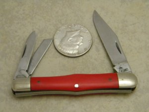 Queen Cutlery Co. Made in USA Smooth Red Whittler Knife 