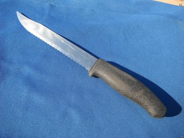 Vintage NORMARK Stainless Sweden Serrated Hunting Knife-8” Blade w/ Scabbard. A Great Survival Knife
