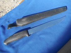 Vintage NORMARK Stainless Sweden Serrated Hunting Knife-8” Blade w/ Scabbard. A Great Survival Knife