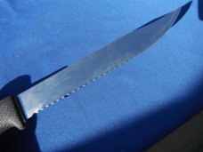 Vintage NORMARK Stainless Sweden Serrated Hunting Knife-8” Blade w/ Scabbard. A Great Survival Knife