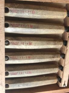 Vintage J A Henckels 10 Wood Carving Tools/Chisels/Blades in Orig Wood Box -Ready to get to work!