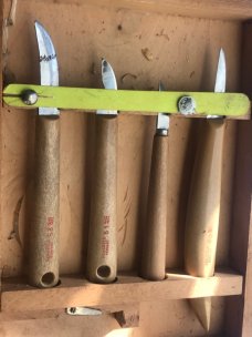 Vintage J A Henckels 10 Wood Carving Tools/Chisels/Blades in Orig Wood Box -Ready to get to work!