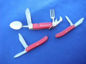 3 Imperial Knives; 1 SCOUT HOBO CAMP HUNTING POCKET KNIFE W/ FORK SPOON & 2  small Utility /trappers