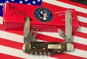 Vintage Bulldog Brand Scout Knife /Utility/Camp w Multi Brown Color Synthetic Handles -NOS & NM/Mint