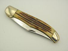 Queen Cutlery Co. #44 One Blade Folding Hunter in Winterbottom Bone: 5 1/4” closed; Queen Cutlery Co. #44 One Blade Folding Hunter in Winterbottom Bone: 5 1/4” closed;