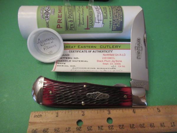 Great Eastern Northfield Black Plum Liner Lock pattern # 235109ECL Great Eastern Northfield Black Plum Liner Lock pattern # 235109ECL