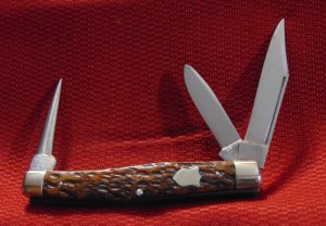 OLD VINTAGE KNIFE BONE HIBBARD SPENCER BARTLETT & CO. STOCKMAN c 1855/1960
