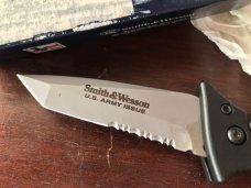 Smith & Wesson 1250 Chisel Ground Tanto, Etched on Blade "U.S. Army Issue", USA Made Automatic Knife Smith & Wesson 1250 Chisel Ground Tanto, Etched on Blade "U.S. Army Issue", USA Made Automatic Knife