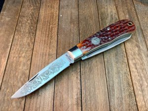 Camillus Scout Trapper Made for the NKCA in 1988 Brown Jigged Bone 
