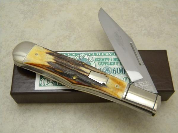 Schatt & Morgan Titusville PA. 2005 Stag 031302 Coke Bottle Folding Hunter Knife in Box