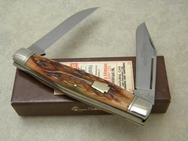 Schatt & Morgan Keystone Series XX Reverse Worm Groove Bone 042149 Moose Knife in Box c.2010