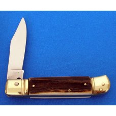EDGE CO Italy AUTOMATIC SWITCHBLADE Lever Lock Auto Genuine Stag Knife 1980's