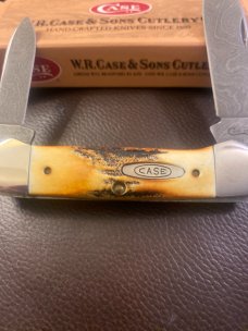 1997 Case XX USA 3 Dots 52131 D Fat & Gnarly Stag Canoe With Damascus Blades Brand New In Box 1997 Case XX USA 3 Dots 52131 D Fat & Gnarly Stag Canoe With Damascus Blades Brand New In Box
