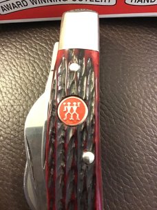ZWILLING J A HENCKELS HK 1-B RED BONE HANDLE CONGRESS SOLINGEN GERMANY HAND HONED 4 BLADES NEW IN BO