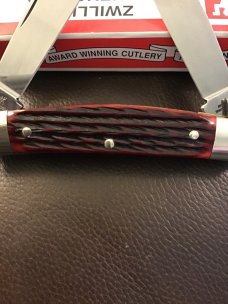ZWILLING J A HENCKELS HK 1-B RED BONE HANDLE CONGRESS SOLINGEN GERMANY HAND HONED 4 BLADES NEW IN BO