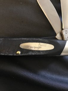 VINTAGE BUCK 319 USA NAVY BLUE HANDLE PUNCH KNIFE WITH TWO BLADES AND THE PUNCH BLADE 
