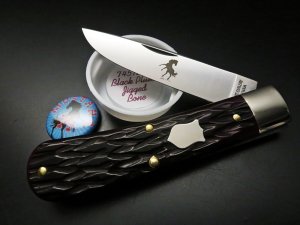 Great Eastern Cutlery #74 Mustang Black Plum Jigged Bone GEC 745120