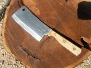 Carvel Hall Meat Cleaver Stainless Molybdenum Steel 6" Knife Wood Handle. Made in Japan. SHARP!!!