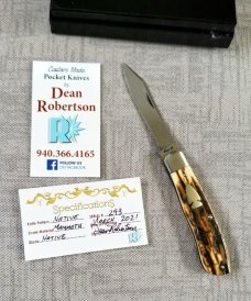 Dean Robertson Custom Mammoth ivory Native Knife, 01 Tool, 4" clsd,New,box and coa#293 Dean Robertson Custom Mammoth ivory Native Knife, 01 Tool, 4" clsd,New,box and coa#293