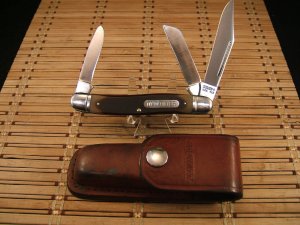 SCHRADE+ OLD TIMER USA MADE 858 LUMBERJACK LARGE FOLDING STOCKMAN POCKET KNIFE & ORIGINAL SHEATH