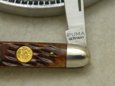 Puma Germany Stainless Burnt Jigged Bone 2 Blade Stockman - 2000 NKCA Youth Knife 