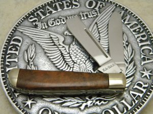Ka-Bar Kabar Union Cut Co Wood OHO89 One-Arm Razor Trapper Knife 