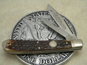 Camillus New York USA Bone CCC-4 Jumbo Banana Trapper - 1998 NKCA Club Knife