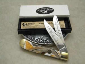 Hen & Rooster Bertram Cutlery Michael Prater CC 312 Limestone Onyx Trapper Knife
