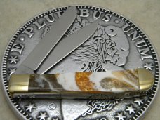 Hen & Rooster Bertram Cutlery Michael Prater CC 312 Limestone Onyx Trapper Knife Hen & Rooster Bertram Cutlery Michael Prater CC 312 Limestone Onyx Trapper Knife