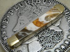 Hen & Rooster Bertram Cutlery Michael Prater CC 312 Limestone Onyx Trapper Knife Hen & Rooster Bertram Cutlery Michael Prater CC 312 Limestone Onyx Trapper Knife