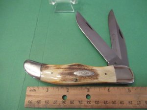 Case XX 1976 Grey Etch Stag Handle  Folding Hunter Pattern # 5265 SAB SSP