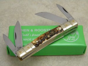 Hen and Rooster Bertram Cutlery Solingen Germany Stag 324C-DS Congress Knife