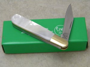Hen and Rooster Bertram Cutlery Rostfrei Solingen Germany Pearl 251 MOP Little Barlow Knife in Box