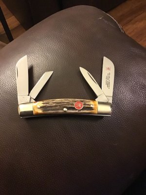 J A HENCKELS SOLINGEN GERMANY 3 3/4” LONG SUPER FAT & SUPER GNARLY STAG CONGRESS LIKE NEW 