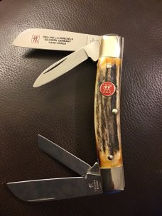 J A HENCKELS SOLINGEN GERMANY 3 3/4” LONG SUPER FAT & SUPER GNARLY STAG CONGRESS LIKE NEW J A HENCKELS SOLINGEN GERMANY 3 3/4” LONG SUPER FAT & SUPER GNARLY STAG CONGRESS LIKE NEW
