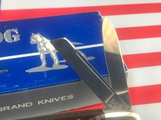 Bulldog Brand 3 Blade Angelo Saxon Knife Whittler w Beautiful Red Bone Handles & Under My Wings Etch Bulldog Brand 3 Blade Angelo Saxon Knife Whittler w Beautiful Red Bone Handles & Under My Wings Etch