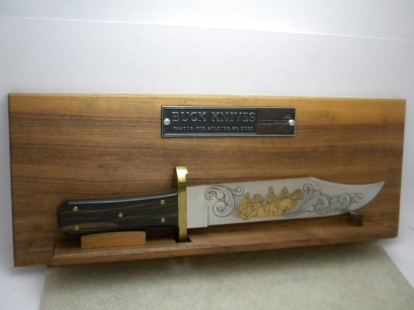 Buck Custom USA Stone Mountain 1 of 250 Bowie Knife w/Wood Display and COA