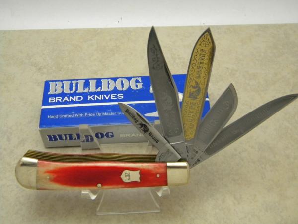 Bulldog Brand Solingen Germany Bone 20 Year Anniversary 5 Blade Trapper Knife in Box c.1998