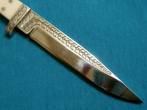  CUSTOM WEBSTER WOOD USA ENGRAVED HANDMADE FIXED BLADE HUNTING SKINNING SKINNER KNIFE KNIVES OLD